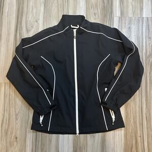 FootJoy DryJoys Jacket Womens Medium Black Waterproof Golf Windbreaker Outdoor